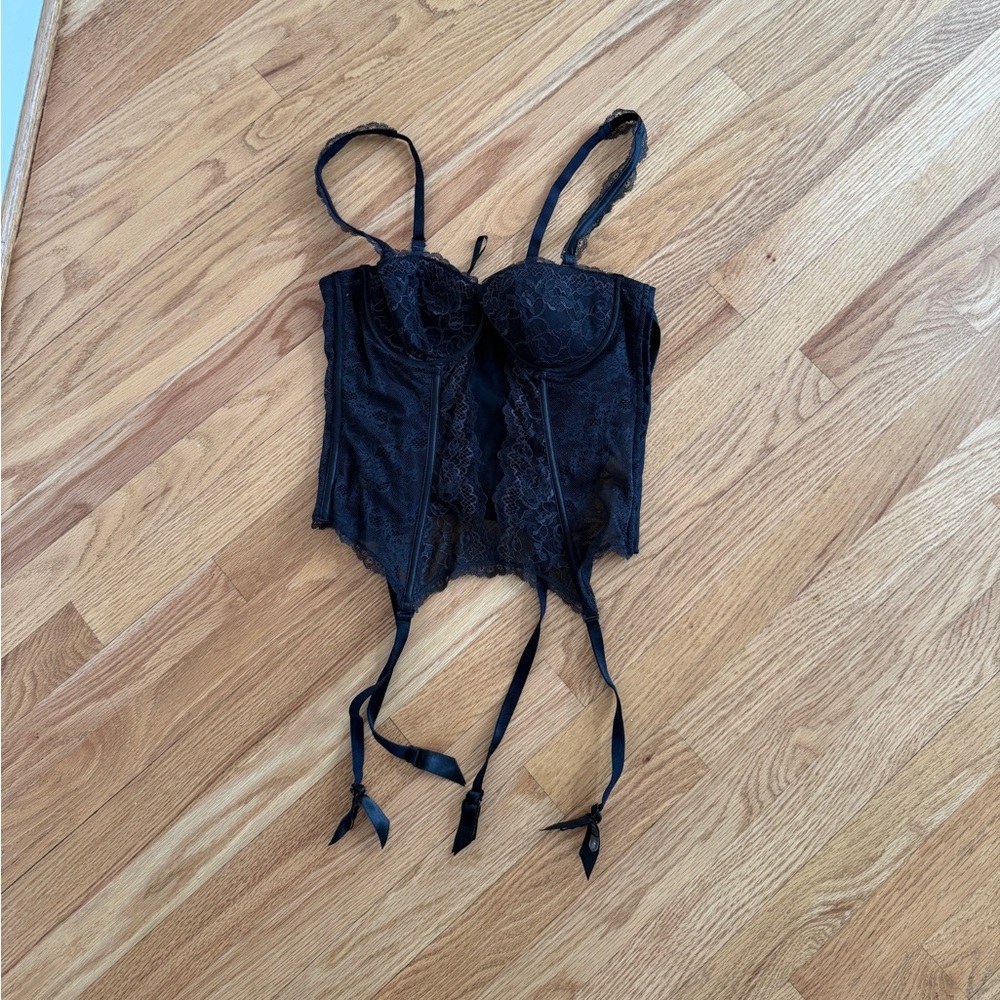 Vintage corset bustier Chantelle black lace
